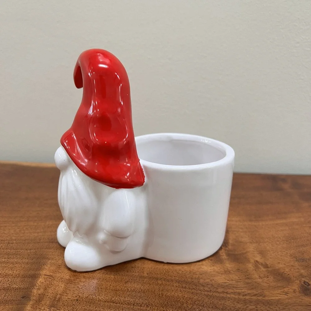 Christmas Holiday Love Heart Gnome Candy Dish Bowl Red‎ White